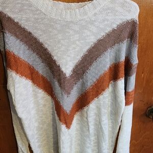 Striped Women's Sweater - Cream, Brown, and Tan